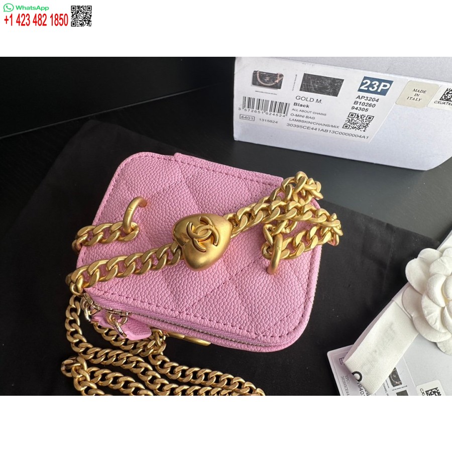 Replica Chanel Yläkytkin Ketjurakenteella Korkealaatuinen Vasikannahka Ja Kullanvärinen Metalli Pinkki Ap3203