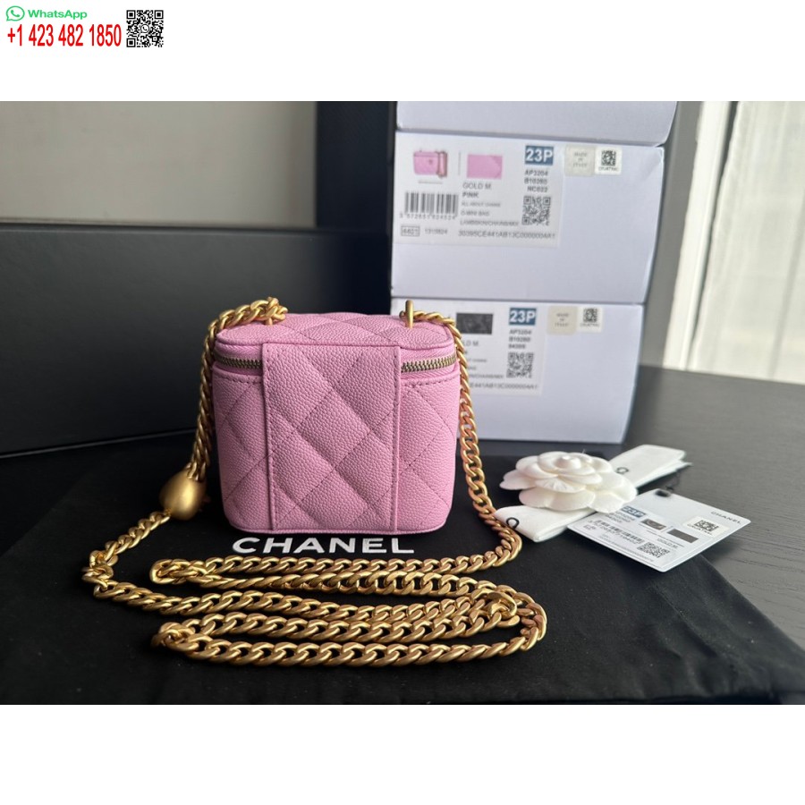 Replica Chanel Yläkytkin Ketjurakenteella Korkealaatuinen Vasikannahka Ja Kullanvärinen Metalli Pinkki Ap3203