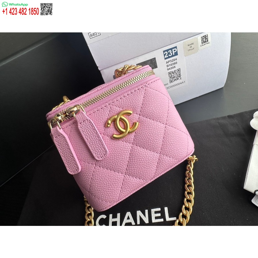 Replica Pochette Chanel Con Catena In Pelle Di Vitello Granulata Di Alta Qualità E Metallo Color Oro Rosa Ap3203