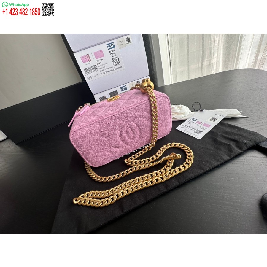 Replika Chanel Klassisk Lommebok På Kjede Beste Rosa Kopi Ap0250