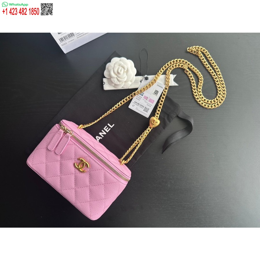 Replika Chanel Klassisk Lommebok På Kjede Beste Rosa Kopi Ap0250