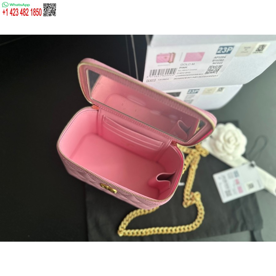 Replika Chanel Klassisk Lommebok På Kjede Beste Rosa Kopi Ap0250