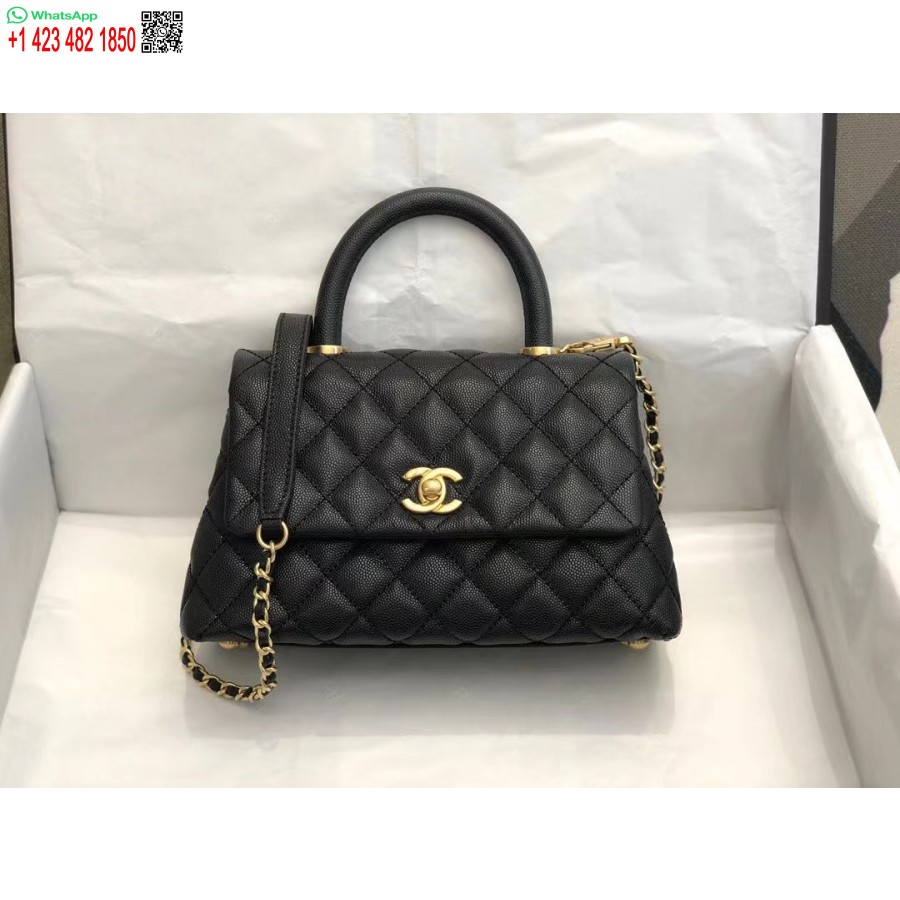UK Replica Chanel Inspired Coco Handle Black 24*14*10Cm A92990