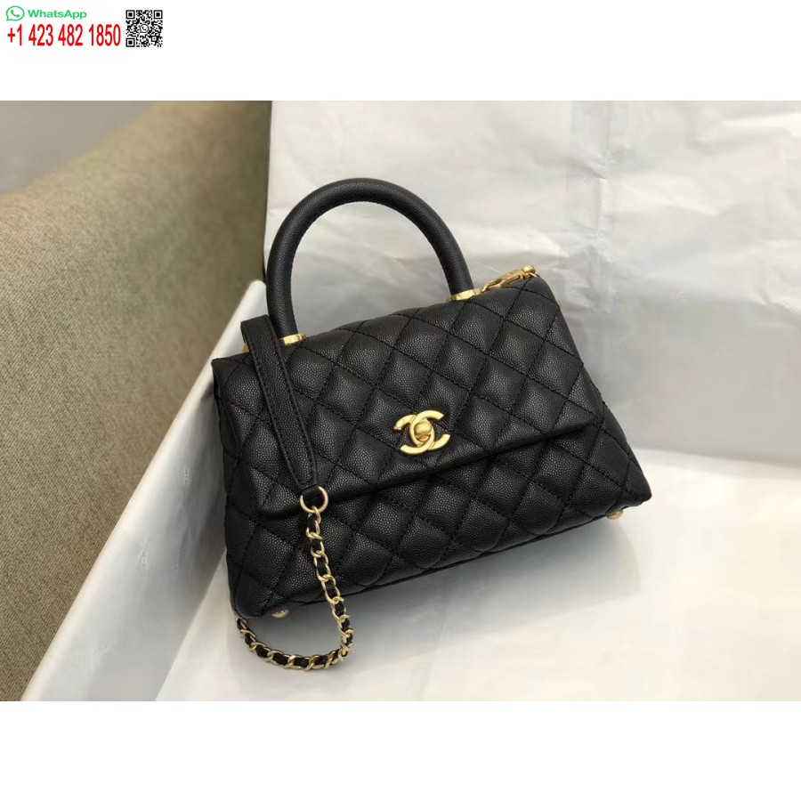 UK Replica Chanel Inspired Coco Handle Black 24*14*10Cm A92990