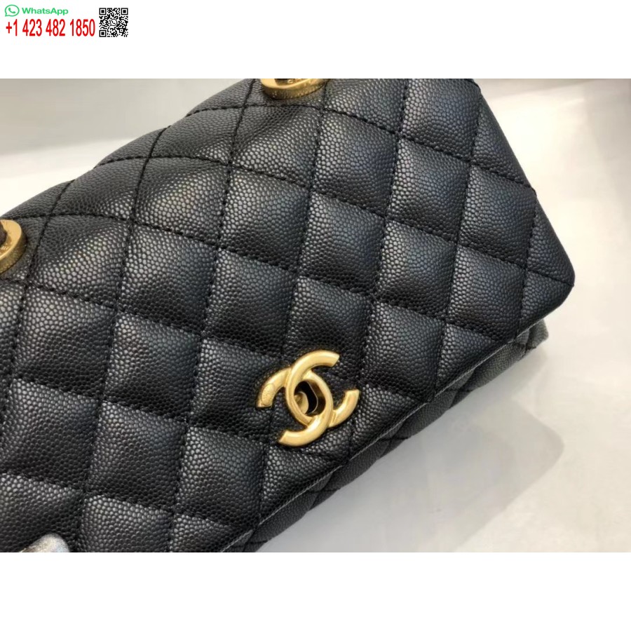 UK Replica Chanel Inspired Coco Handle Black 24*14*10Cm A92990