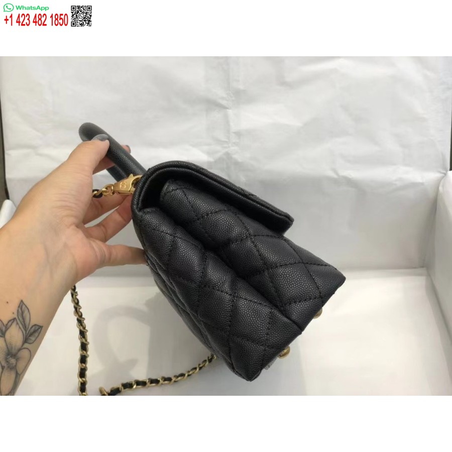 UK Replica Chanel Inspired Coco Handle Black 24*14*10Cm A92990