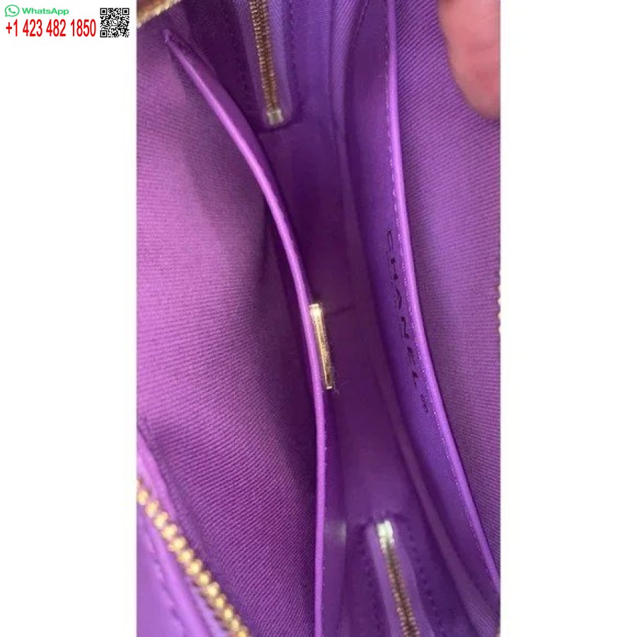 Perfektná Replika Návrhár Chanel Srdce Zips Rameno Peňaženka Na Mince 22s Fialová/čierna Ap2786