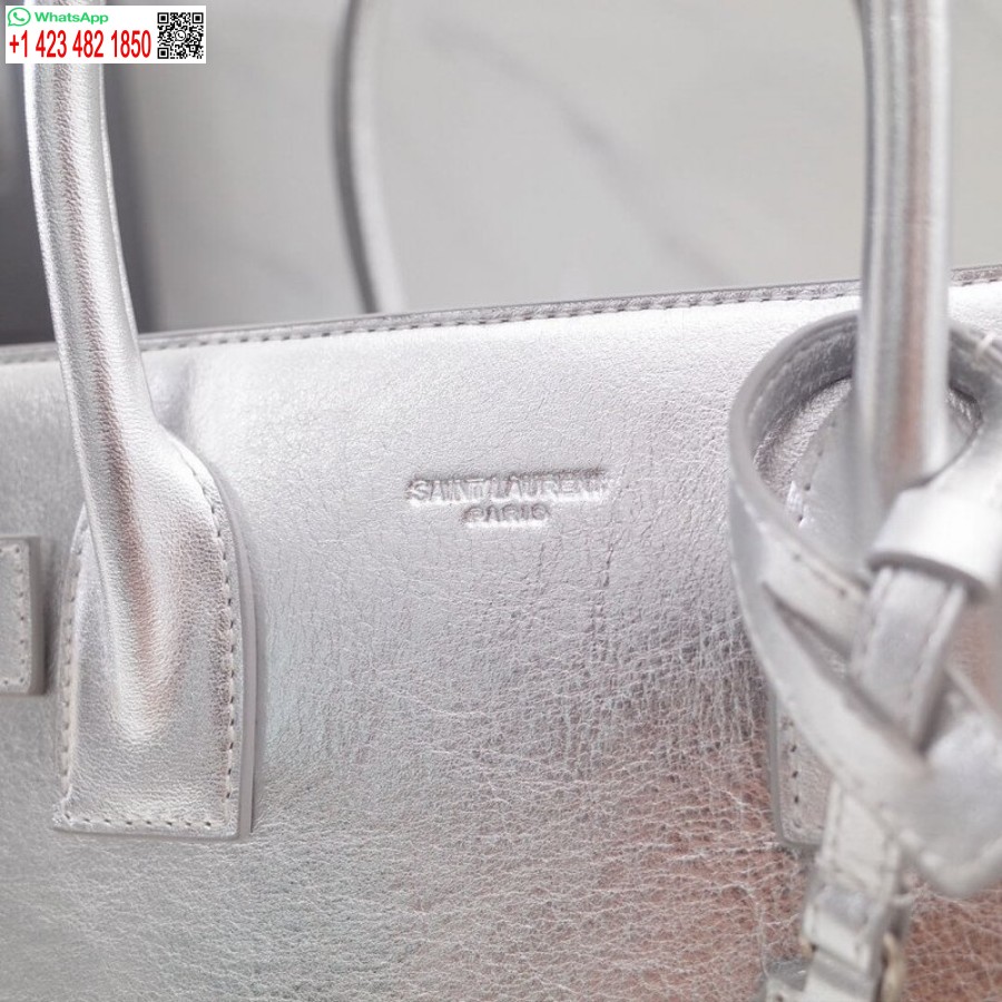 ماکت سنت ناک آف کیسه لورن با الهام از دختر بچه در چرم گوساله نقره ای مچاله شده 477477