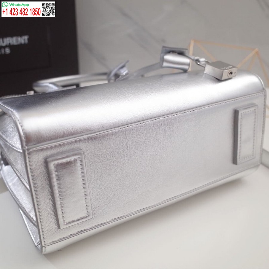 ماکت سنت ناک آف کیسه لورن با الهام از دختر بچه در چرم گوساله نقره ای مچاله شده 477477