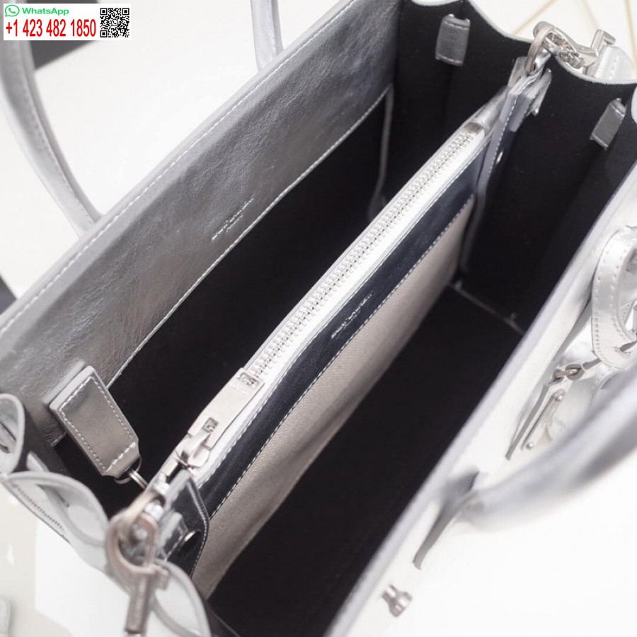 ماکت سنت ناک آف کیسه لورن با الهام از دختر بچه در چرم گوساله نقره ای مچاله شده 477477