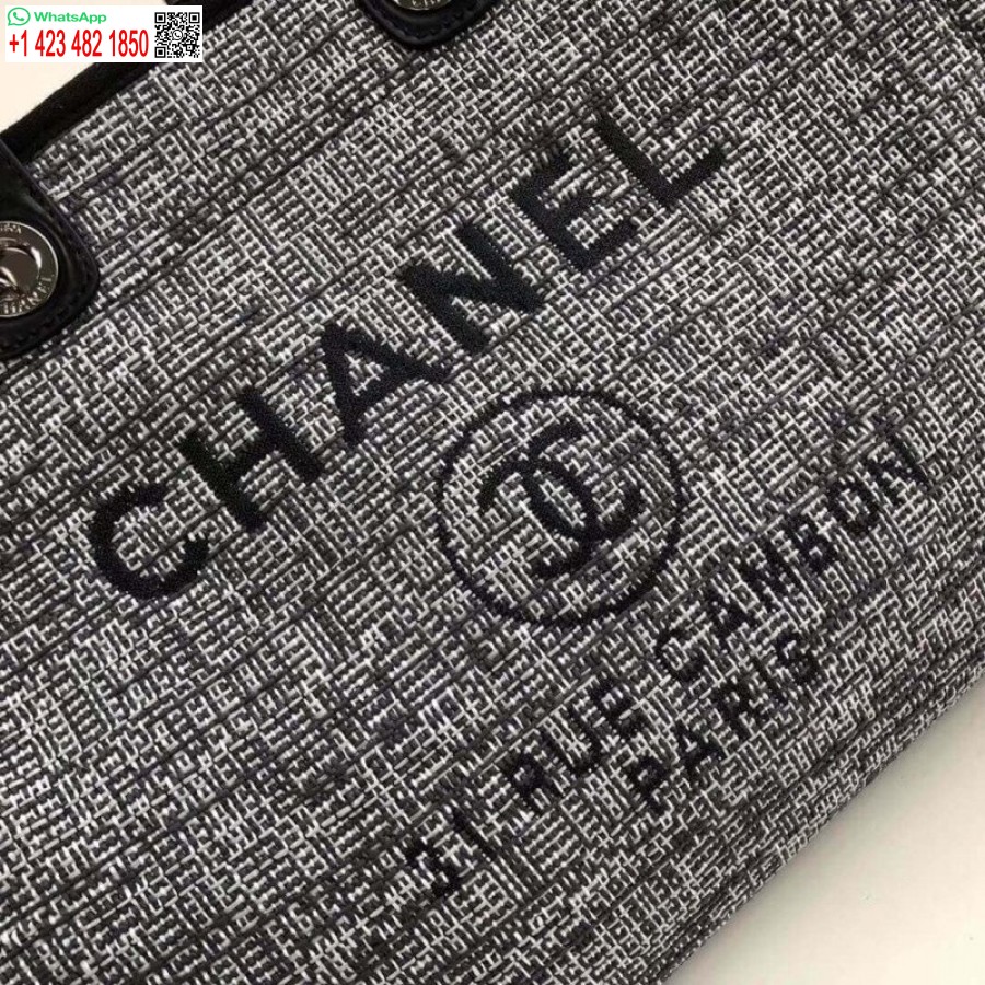 Replica Chanel Deauville Tote Borsa Replica In Tela Di Alta Qualità Da 38 Cm A66941 Jacquard Carbone