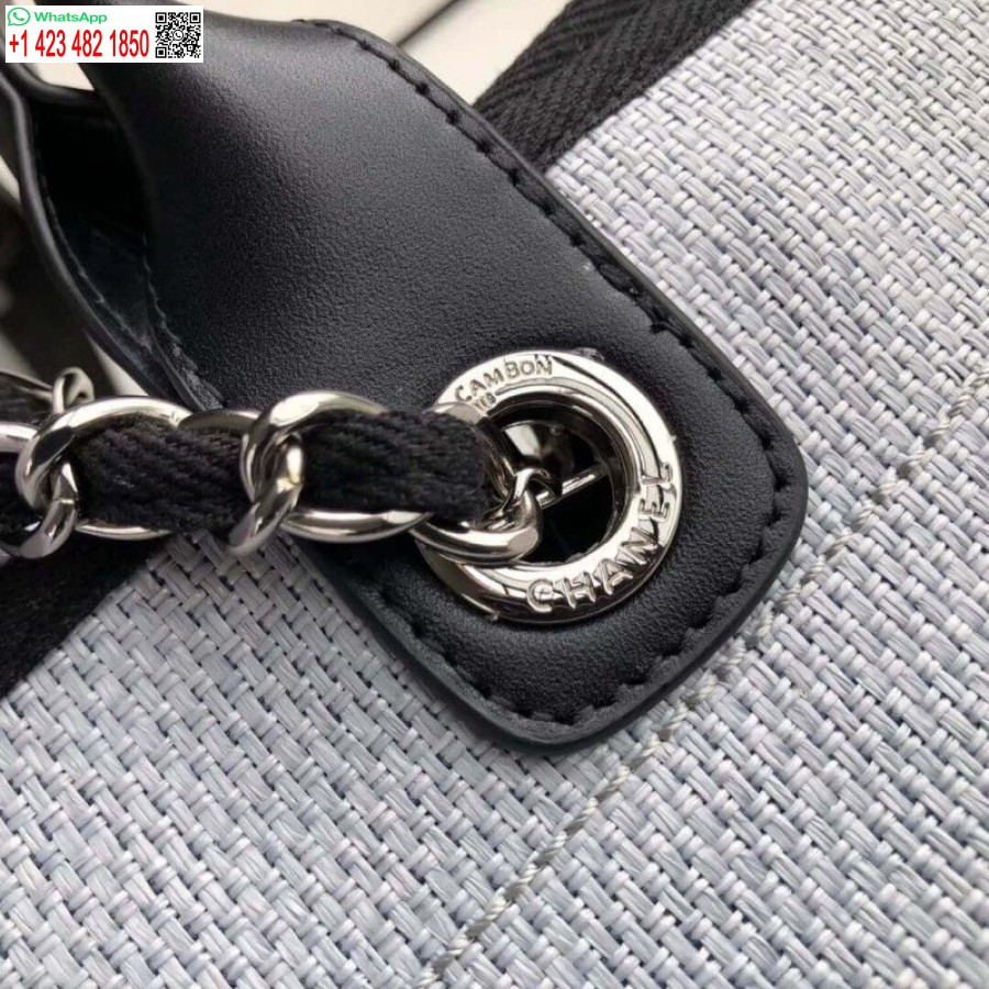 Replika Chanel Deauville Tote Repliky 38cm Plátená Taška Uk A66941 Svetlo šedá/čierna