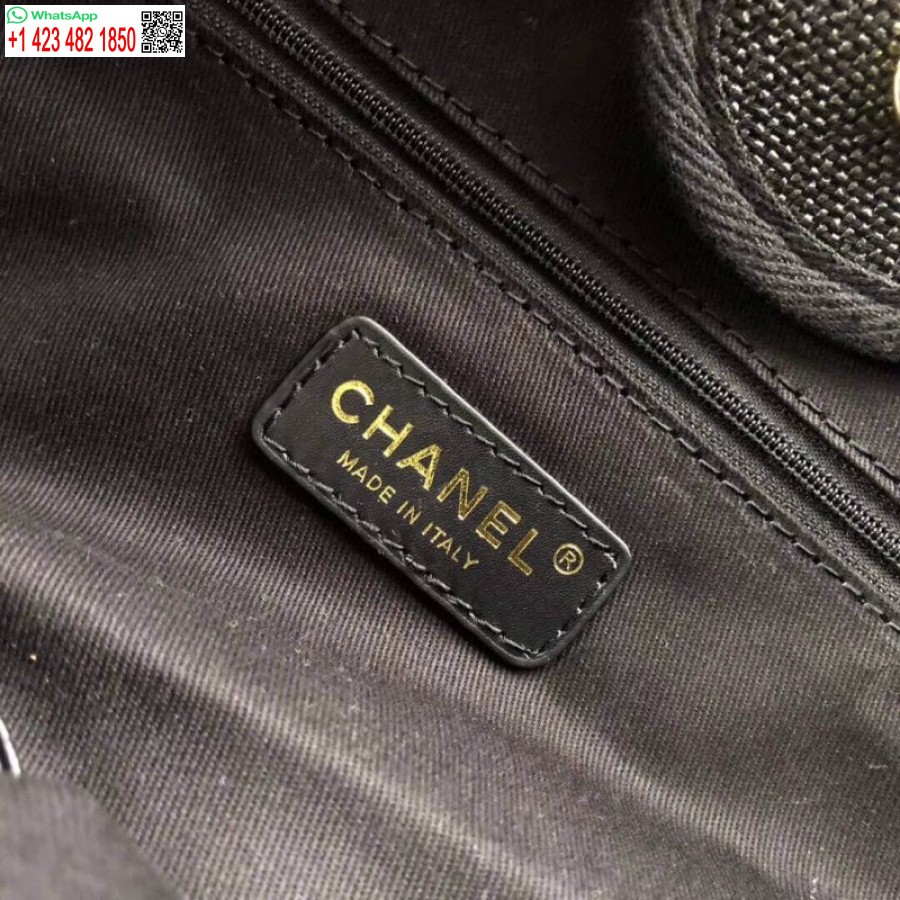 çoğaltma Chanel Deauville Tote Yüksek Kaliteli 38cm Kanvas Çanta 7 Yıldız A66941 Siyah / Gri