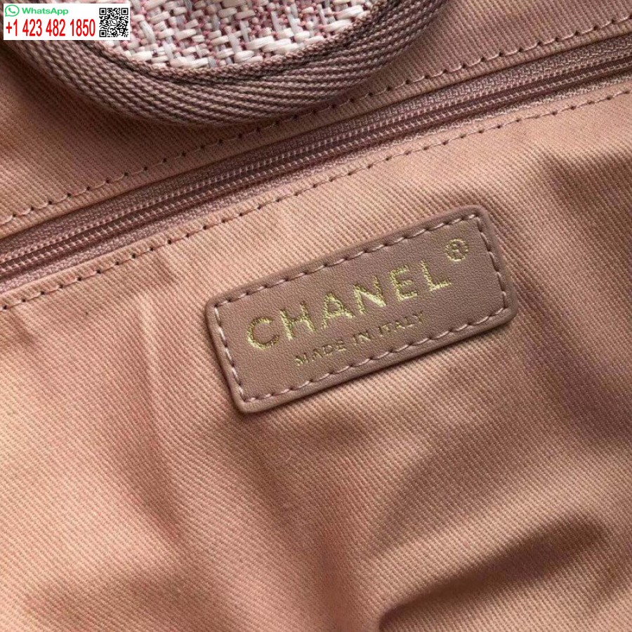 Chanel Deauville Replika, Kiváló Minőségű Kopogós Táska 38 Cm-es Vászontáska A66941 Poudre Rózsaszín