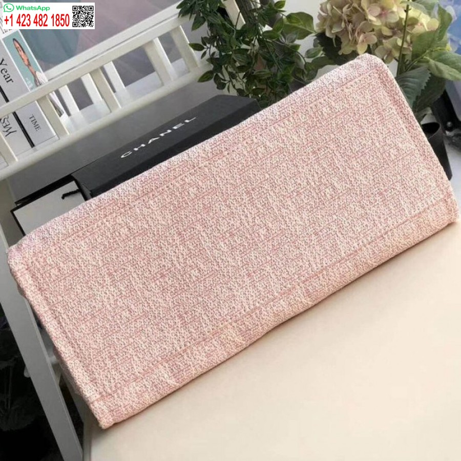 Chanel Deauville Replika, Kiváló Minőségű Kopogós Táska 38 Cm-es Vászontáska A66941 Poudre Rózsaszín