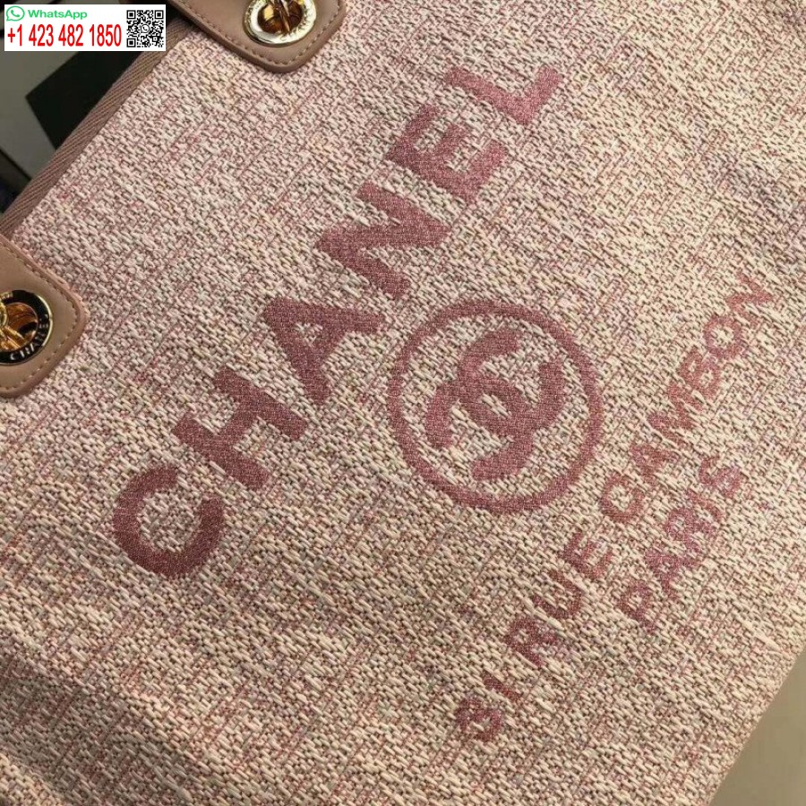 Chanel Deauville Replika, Kiváló Minőségű Kopogós Táska 38 Cm-es Vászontáska A66941 Poudre Rózsaszín
