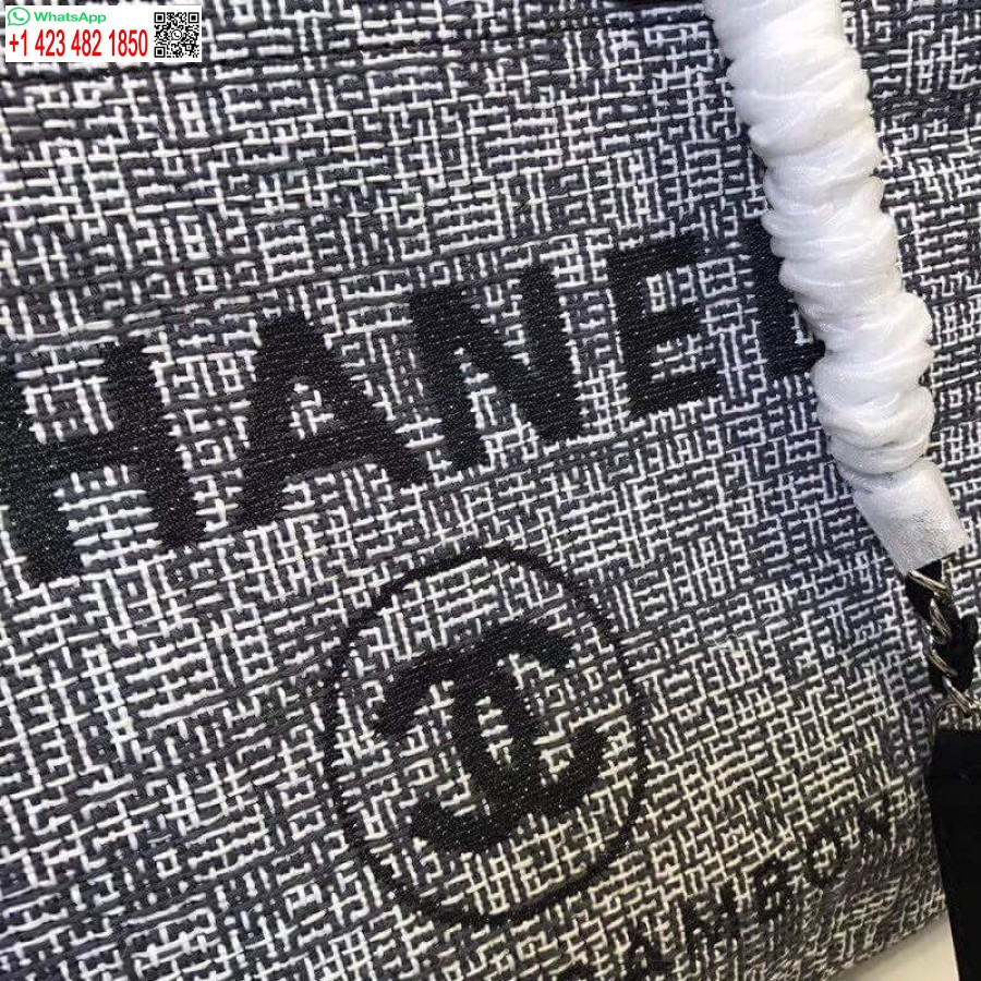 Réplique Chanel Deauville Chaîne D'épaule Fourre-tout Haut 33cm Toile Top Sac A66939