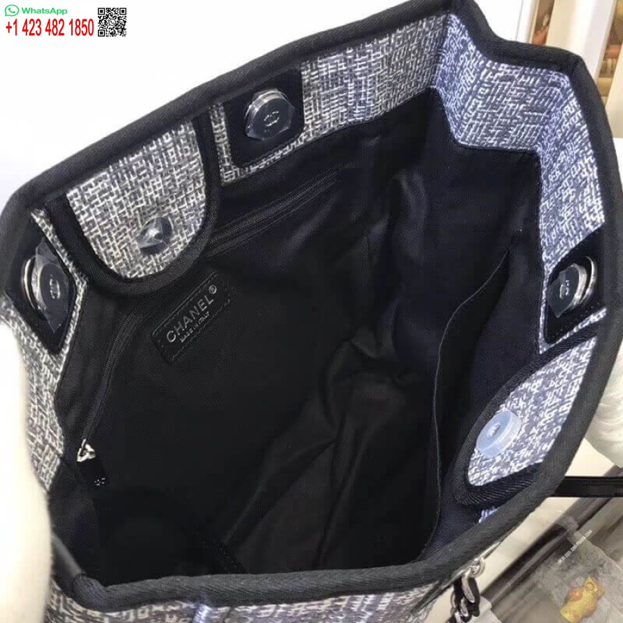 Réplique Chanel Deauville Chaîne D'épaule Fourre-tout Haut 33cm Toile Top Sac A66939