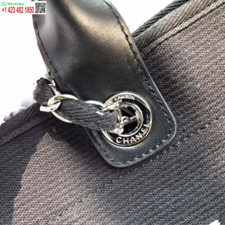 Luxusná Replika Kabelky Chanel Deauville 38 Cm Plátenná Módna Taška A66941 čierna/biela