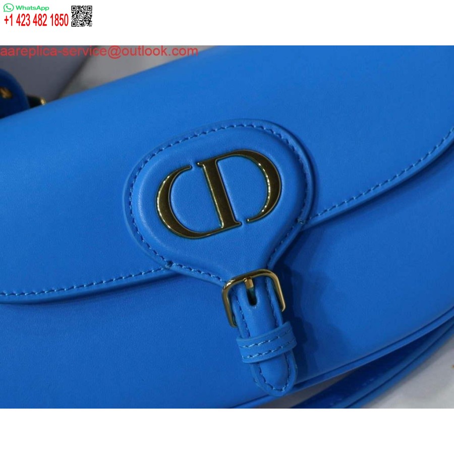 Replika Dior M9327 Dior Bobby Bag East West Box Teľacia Koža Modrá