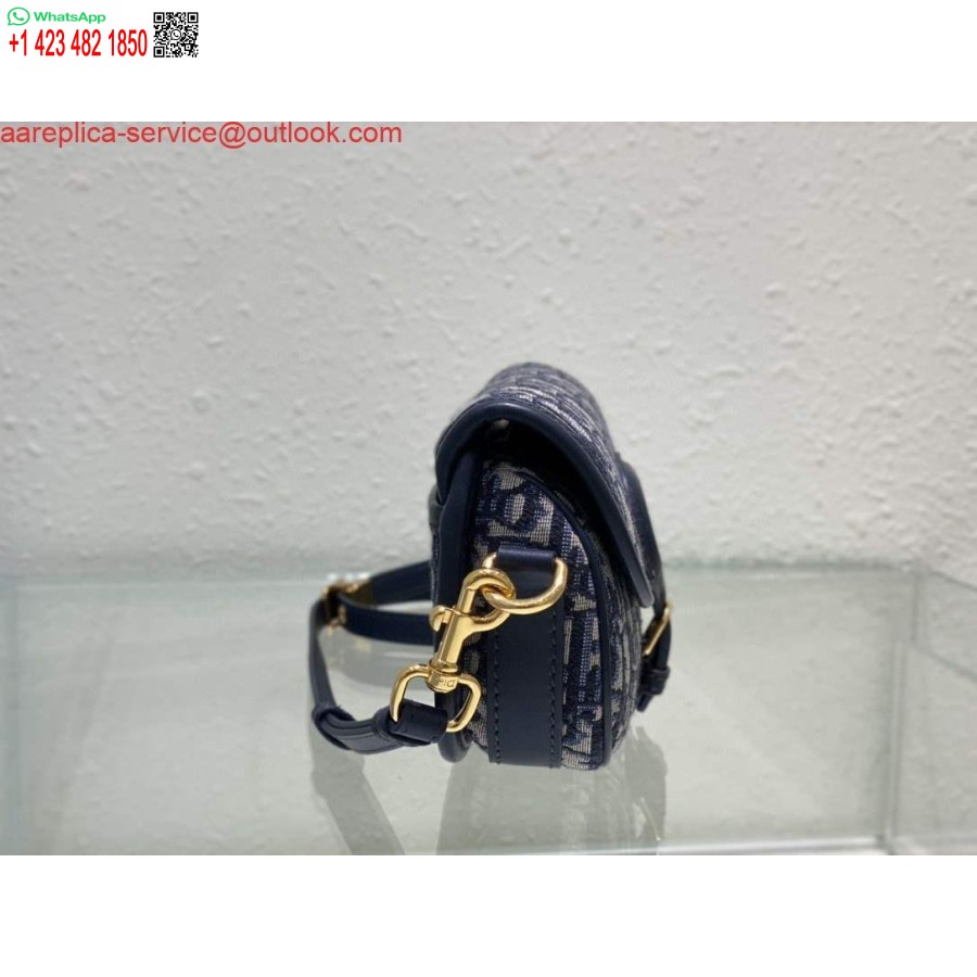 Replica Dior M9327 Borsa Bobby East West Obliquo Jacquard Blu Navy In Pelle Di Vitello