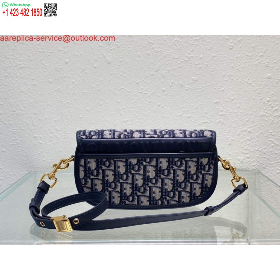 Replica Dior M9327 Borsa Bobby East West Obliquo Jacquard Blu Navy In Pelle Di Vitello
