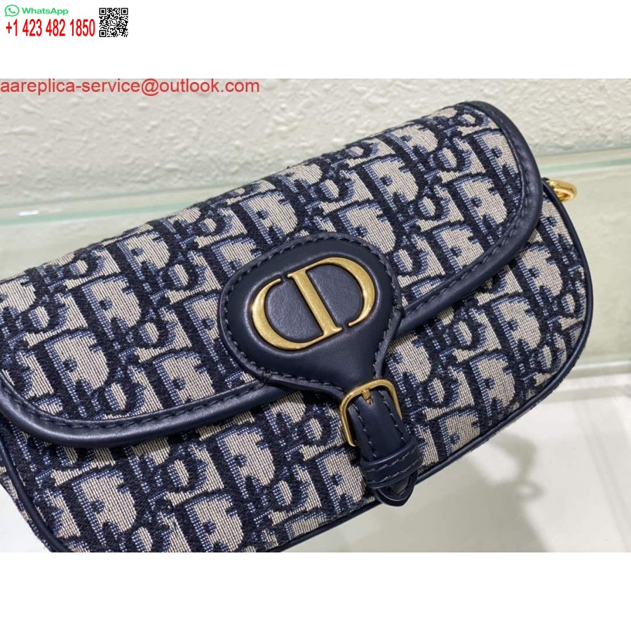 Replica Dior M9327 Borsa Bobby East West Obliquo Jacquard Blu Navy In Pelle Di Vitello
