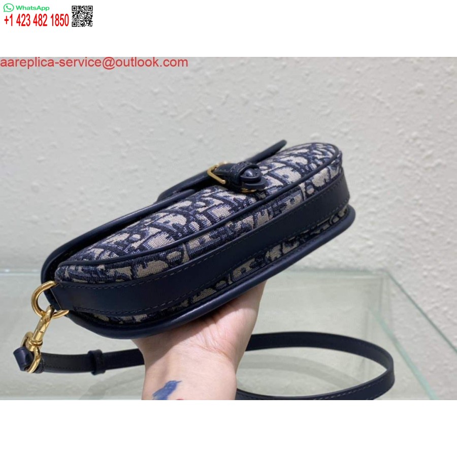 Replica Dior M9327 Borsa Bobby East West Obliquo Jacquard Blu Navy In Pelle Di Vitello