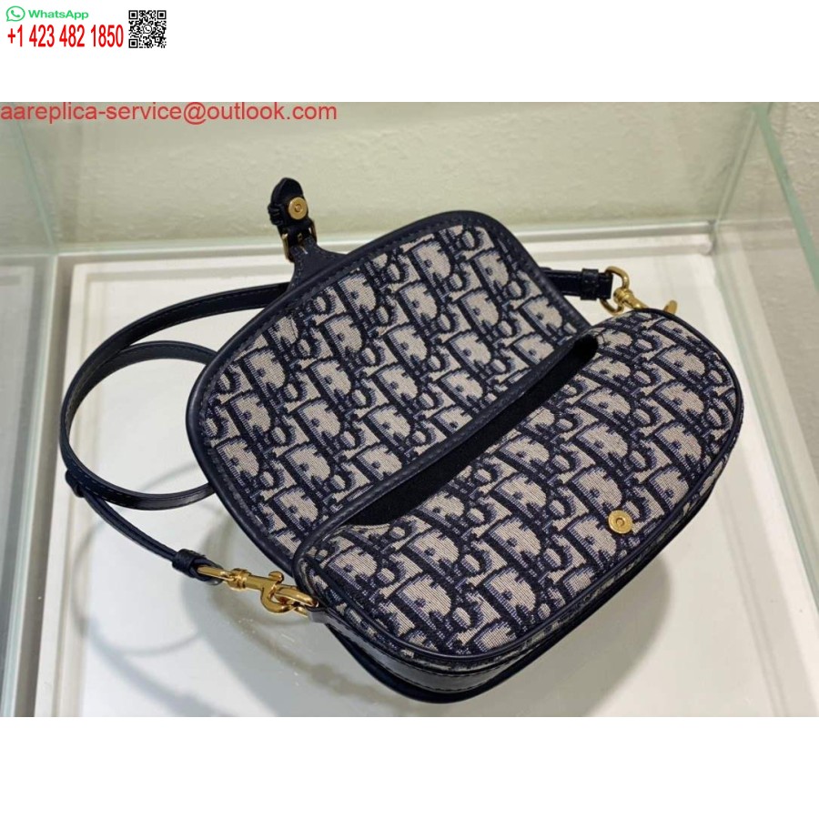 Replica Dior M9327 Borsa Bobby East West Obliquo Jacquard Blu Navy In Pelle Di Vitello