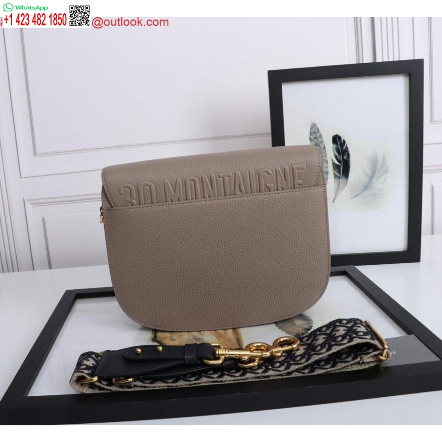 Replica Dior M9320 Grande Borsa Dior Bobby Calda Pelle Di Vitello Taupe Con Cinturino Ricamato Obliquo Blu