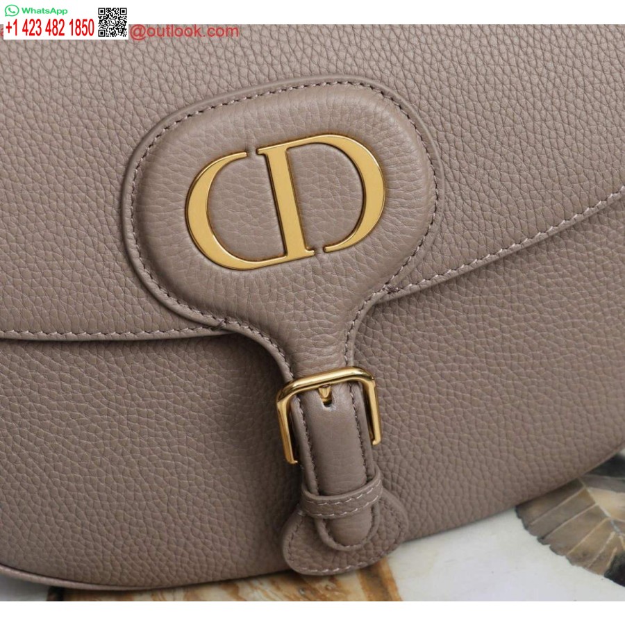 Replica Dior M9320 Grande Borsa Dior Bobby Calda Pelle Di Vitello Taupe Con Cinturino Ricamato Obliquo Blu