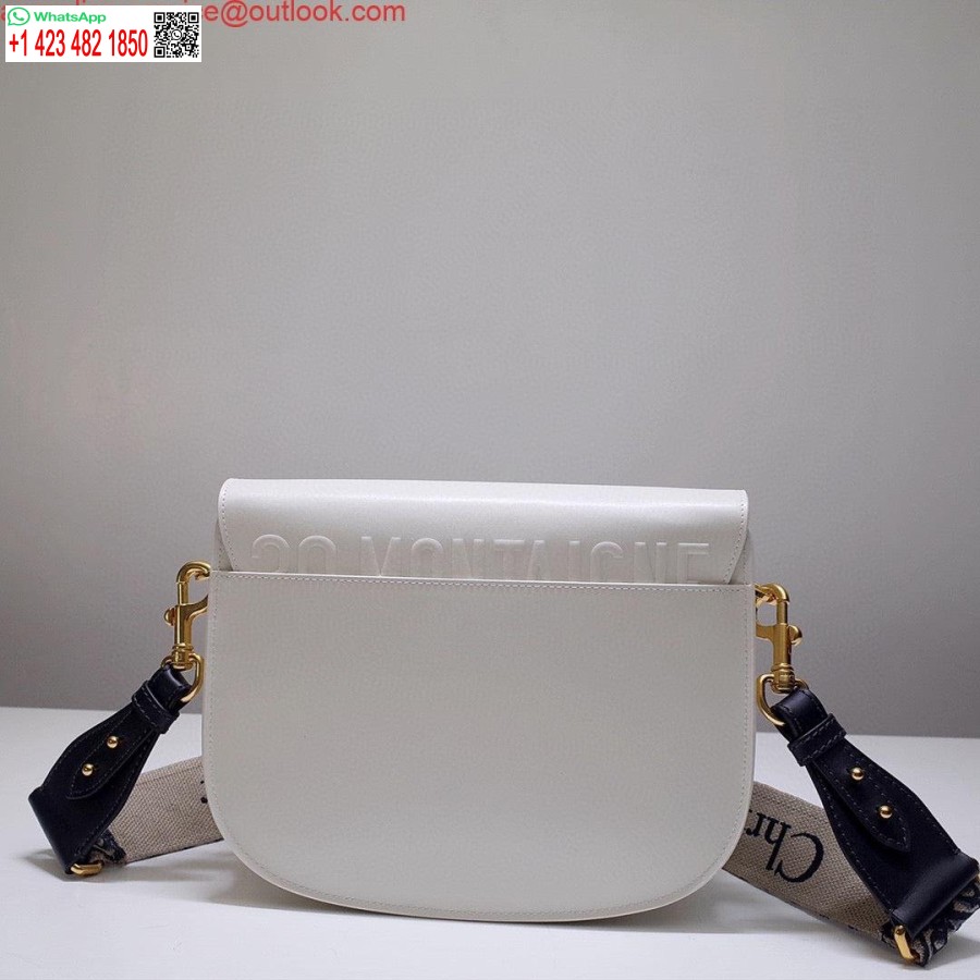реплика Dior M9320 голяма чанта Bobby бяла телешка кожа със синя наклонена презрамка