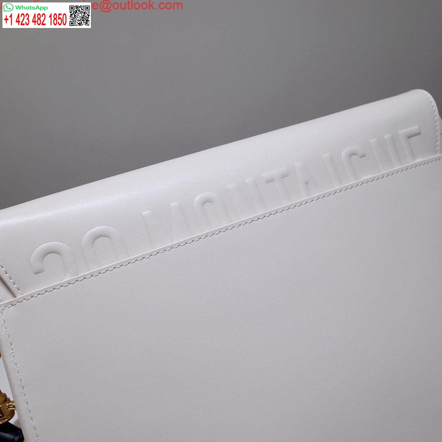 реплика Dior M9320 голяма чанта Bobby бяла телешка кожа със синя наклонена презрамка