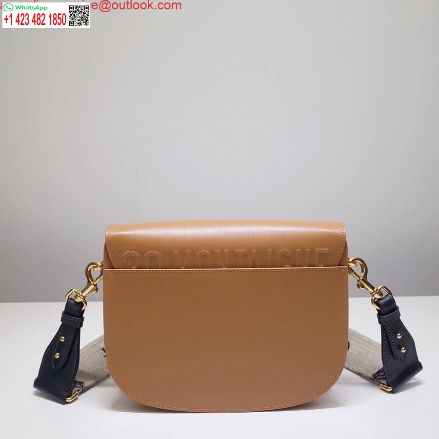 Replica Dior M9320 Borsa Bobby Grande In Pelle Di Vitello Marrone Chiaro Con Cinturino Obliquo Blu