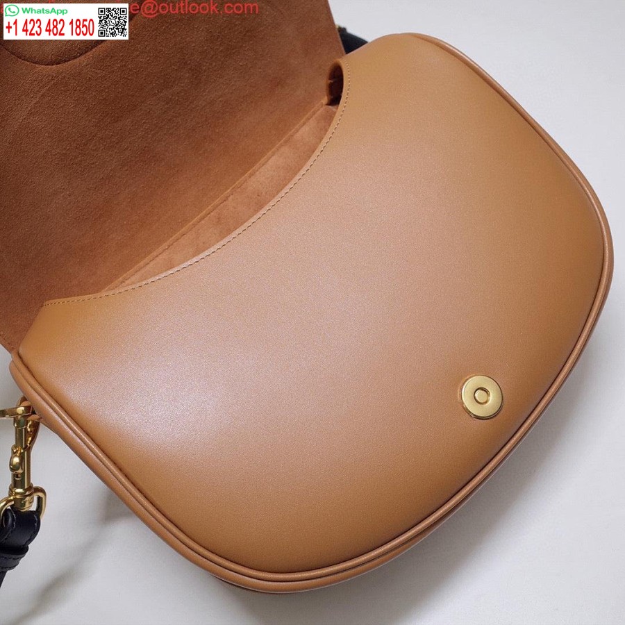 Replica Dior M9320 Borsa Bobby Grande In Pelle Di Vitello Marrone Chiaro Con Cinturino Obliquo Blu