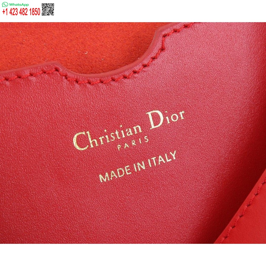 Replica Dior M9320 Borsa Bobby Grande In Pelle Di Vitello Rossa Con Cinturino Obliquo Blu
