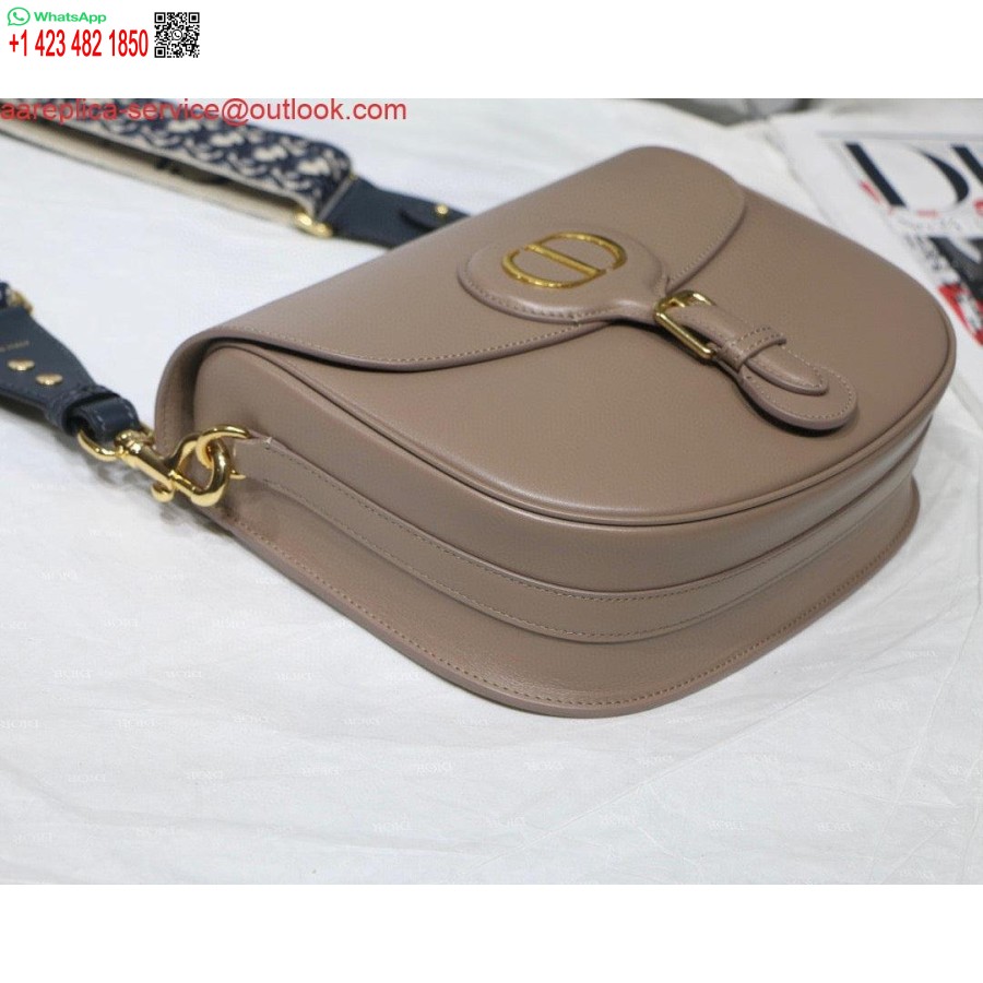 Replica Dior M9320 Borsa Bobby Grande In Pelle Di Vitello Rosa Chiaro Con Cinturino Obliquo Blu