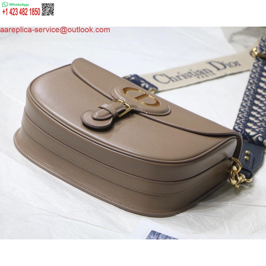 Replica Dior M9320 Borsa Bobby Grande In Pelle Di Vitello Rosa Chiaro Con Cinturino Obliquo Blu