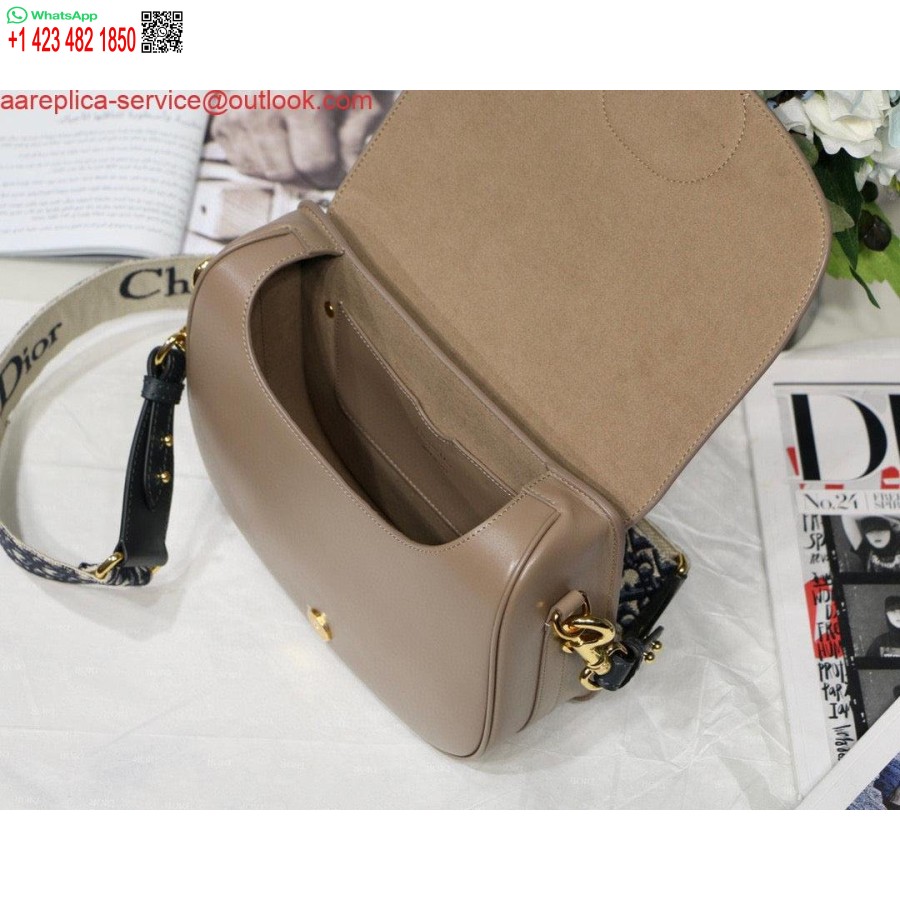 Replica Dior M9320 Borsa Bobby Grande In Pelle Di Vitello Rosa Chiaro Con Cinturino Obliquo Blu