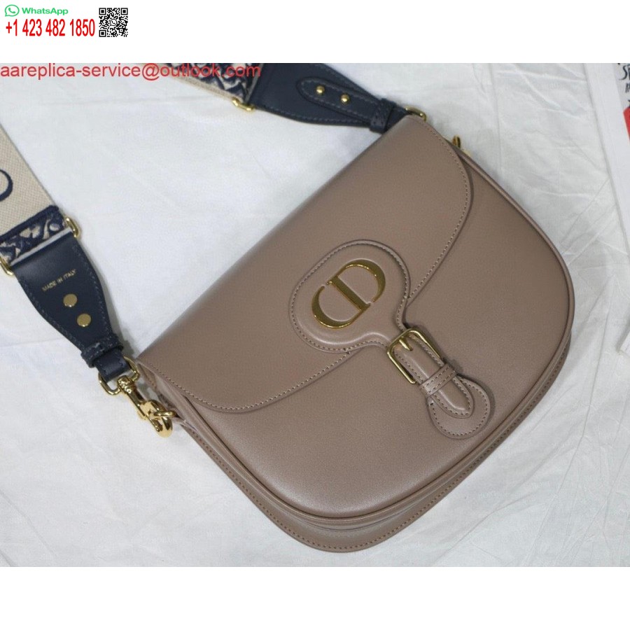 Replica Dior M9320 Stor Bobby Bag Lys Rosa Boks Kalveskinn Med Blå Skrå Stropp