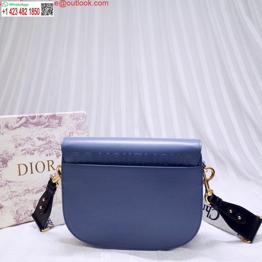 Replica Dior M9320 Didelis Krepšys Mėlynas Dėžutės Blauzdos Oda Su Mėlynu įstrižu Dirželiu