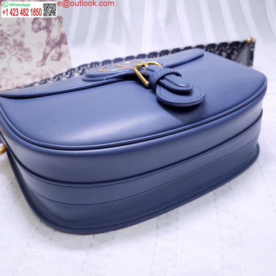 Replica Dior M9320 Didelis Krepšys Mėlynas Dėžutės Blauzdos Oda Su Mėlynu įstrižu Dirželiu