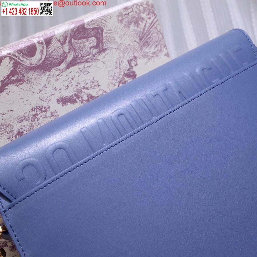 Replica Dior M9320 Didelis Krepšys Mėlynas Dėžutės Blauzdos Oda Su Mėlynu įstrižu Dirželiu