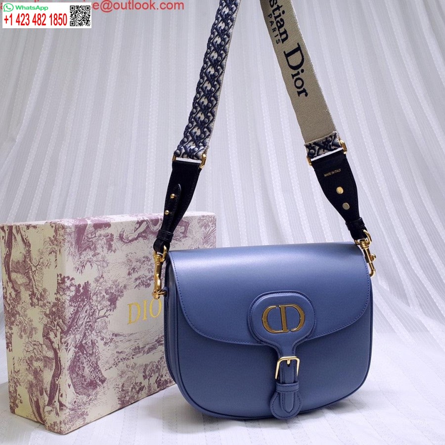 Replica Dior M9320 Didelis Krepšys Mėlynas Dėžutės Blauzdos Oda Su Mėlynu įstrižu Dirželiu