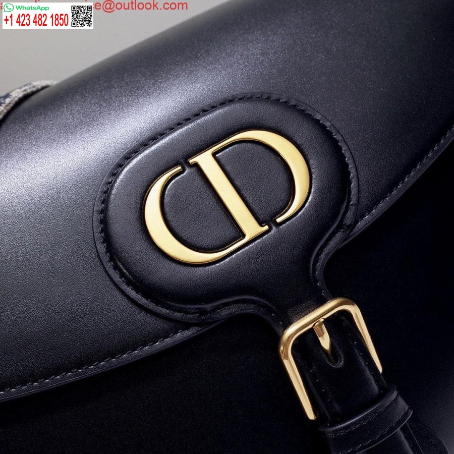 Replica Dior M9320 Suur Bobby Kott Must Kast Vasikanahk Sinise Kaldus Rihmaga