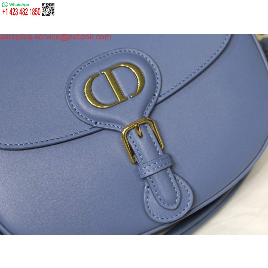 Replica Dior M9319 Borsa Bobby Media Dior Calda Pelle Di Vitello Blu Lago