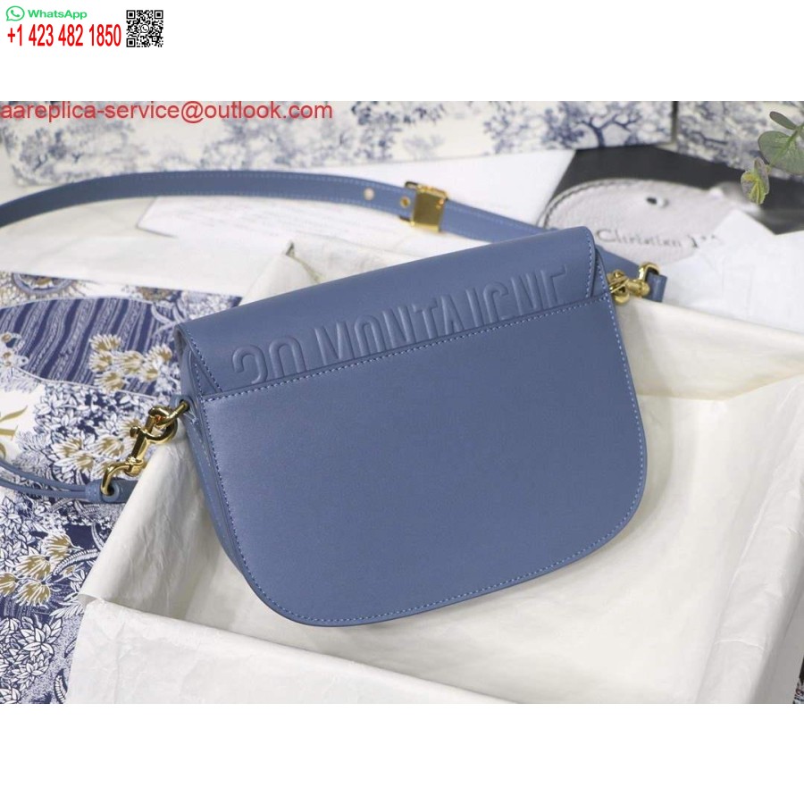 Replica Dior M9319 Borsa Bobby Media Dior Calda Pelle Di Vitello Blu Lago