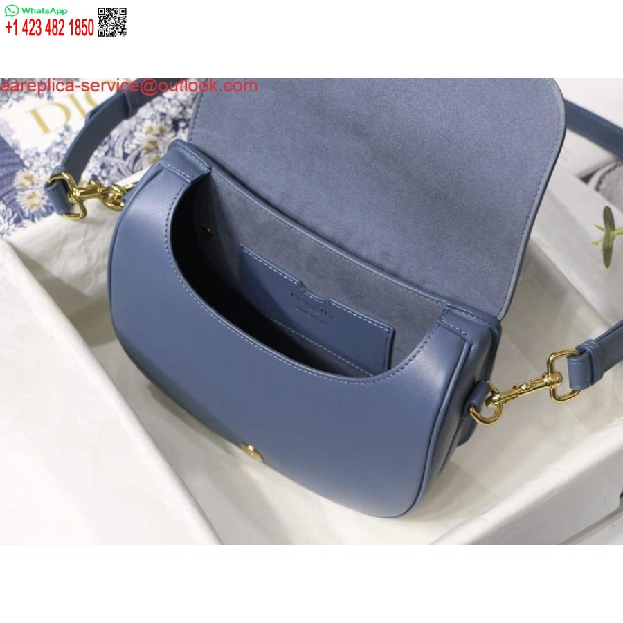 Replica Dior M9319 Borsa Bobby Media Dior Calda Pelle Di Vitello Blu Lago