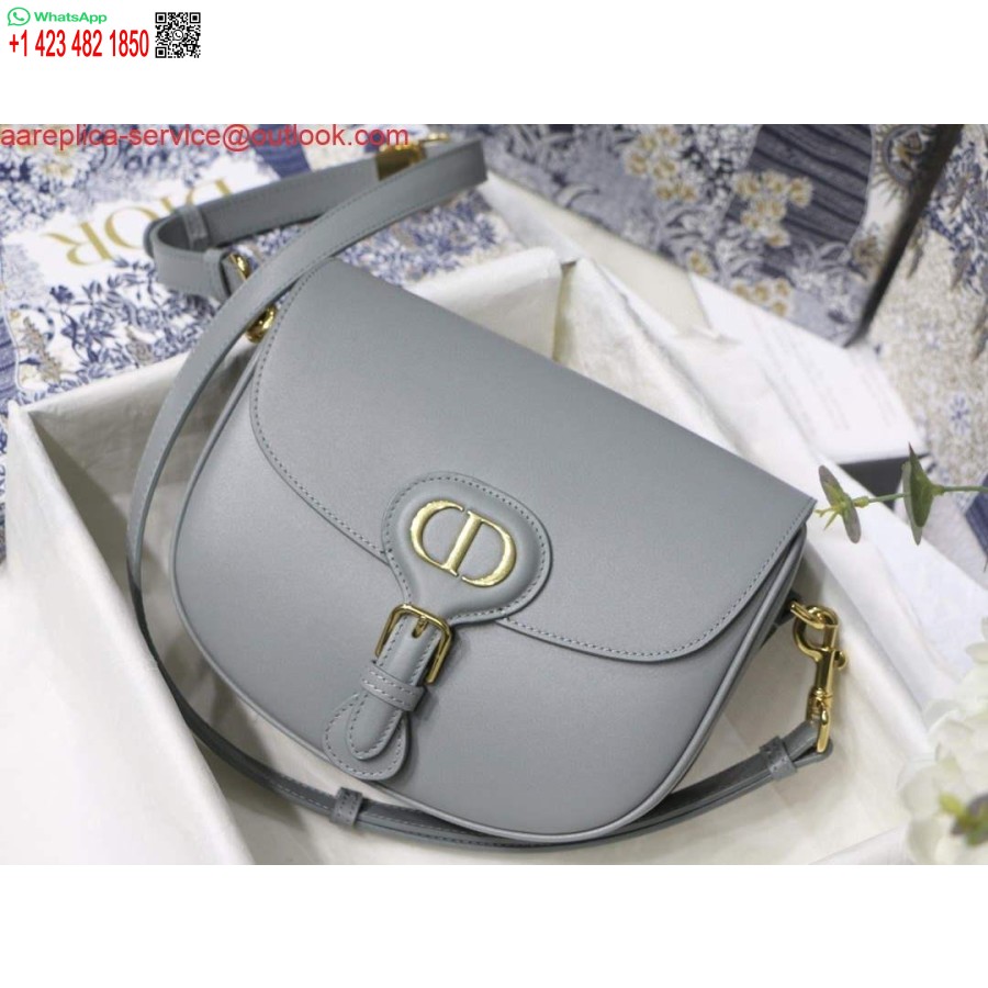 çoğaltma Dior M9319 Orta Boy Dior Bobby çanta Gri Kutu Dana Derisi
