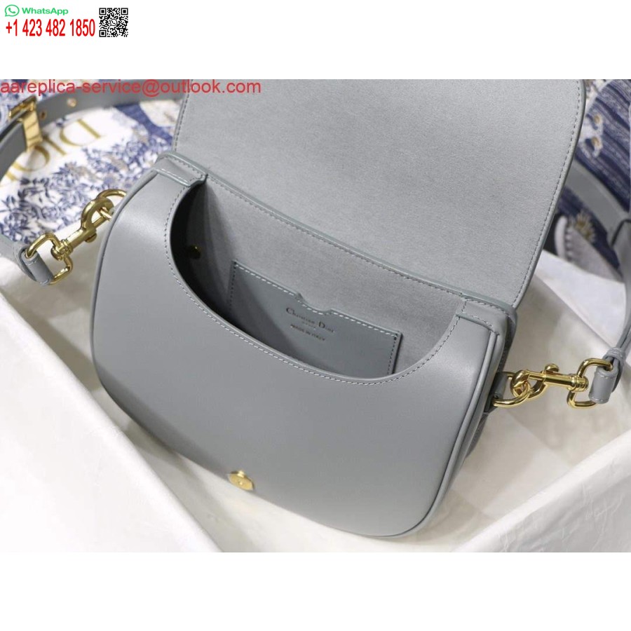 çoğaltma Dior M9319 Orta Boy Dior Bobby çanta Gri Kutu Dana Derisi